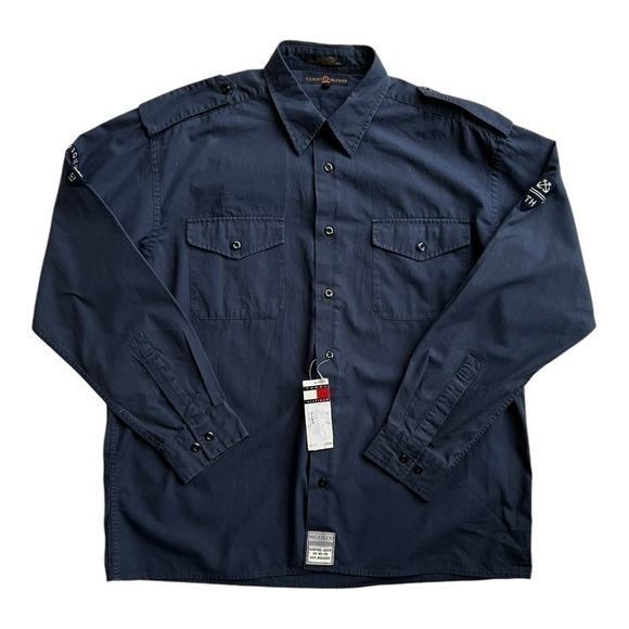 Tommy Hilfiger Men's Navy‎ Utility Button Down Size Large - Picture 1 of 6